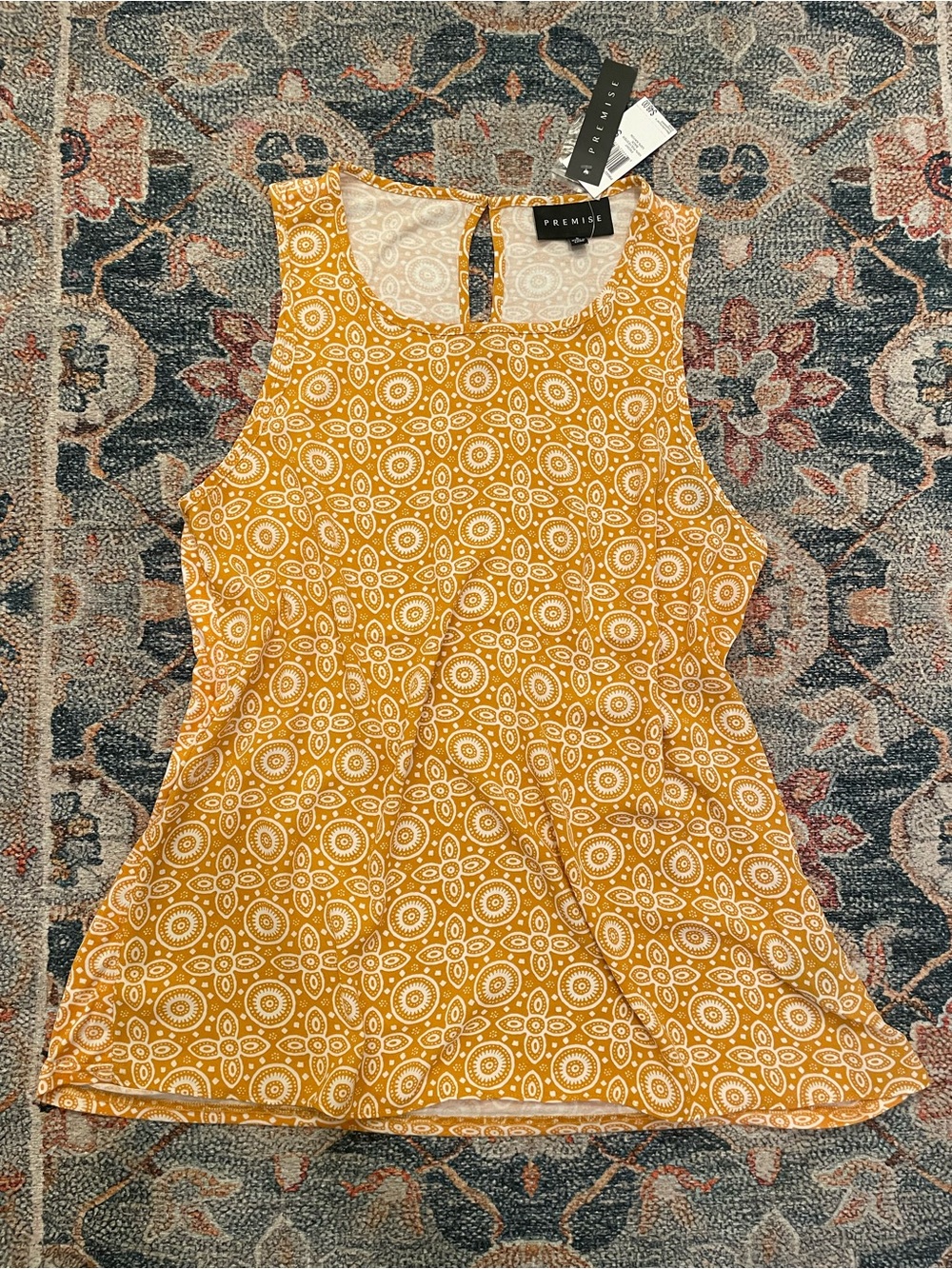 Premise Mustard Yellow Printed Sleeveless Camisole